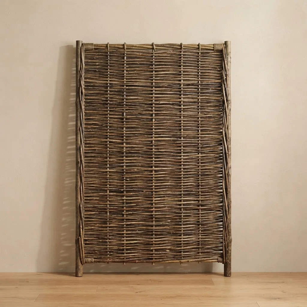 Handmade willow woven garden fence panel